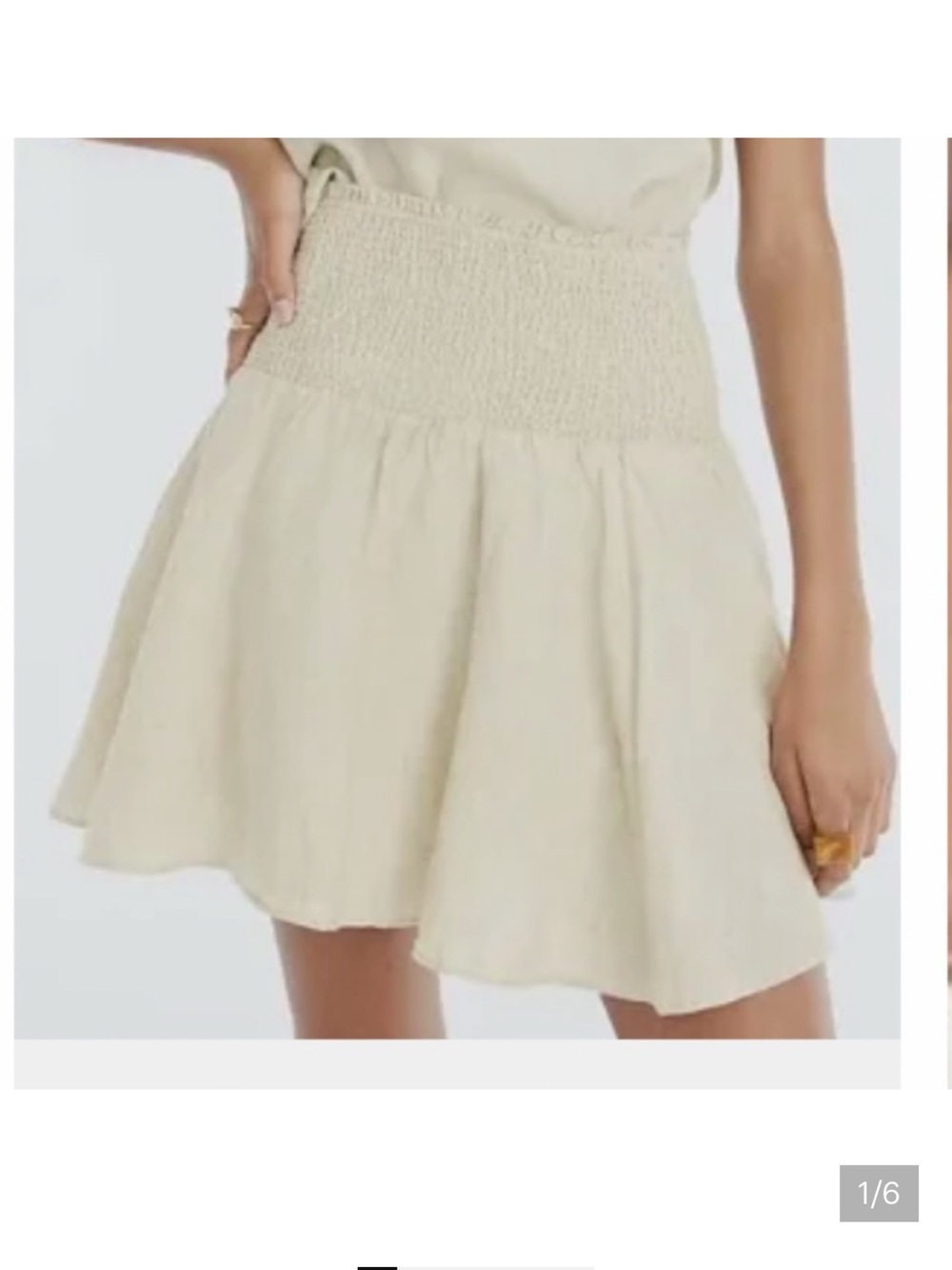 J. Crew White Linen Smocked Waist Mini Skirt